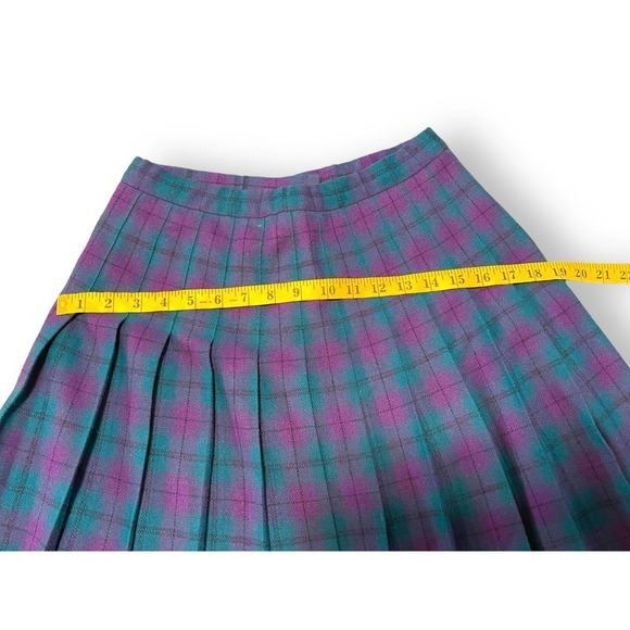 VTG Pendlenton Wool Tartan Pleaded Chic Preppy Midi Skirt Women's Purple 10 - Picture 10 of 10